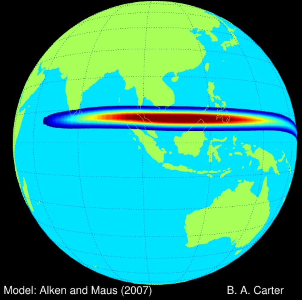 A naturally occurring electric current, called an electrojet, flows about 60 miles (100 km) above Earth&#039;s surface along the equator.