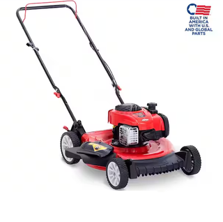 A red lawn mower