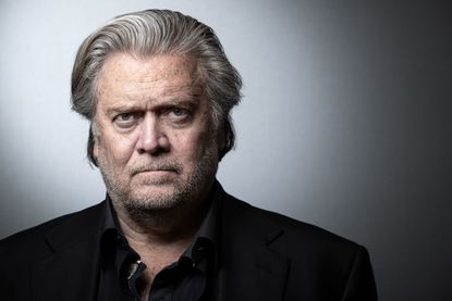 Former advisor to the US president and US publicist Steve Bannon poses during a photo session in Paris on May 27, 2019. 