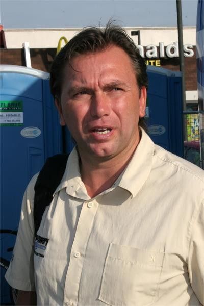 Discovery Channel team manager Johan Bruyneel was in a good mood this morning after his team took the maillot oro of race leadership yesterday.
