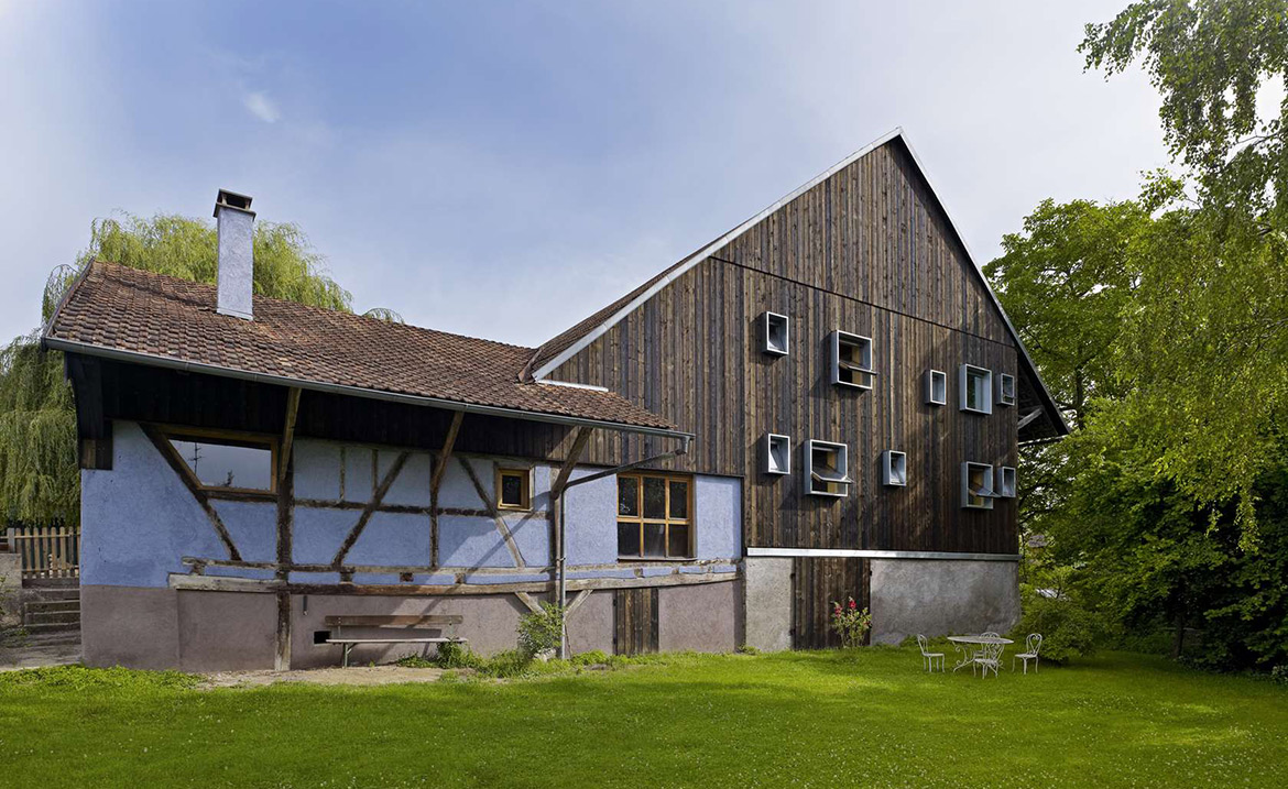 Recent work includes the Maison L, a minimalist two-storey house made of larch wood sited on a hill in the architect’s home town