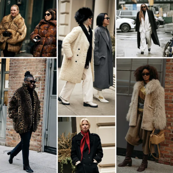 collage of women wearing winter fashion trends