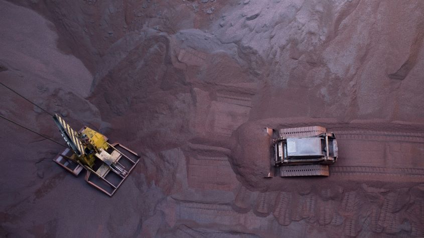 Loading of iron ore on a barge at Saldanha Bay, South Africa