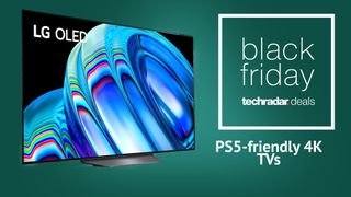 Black Friday PS5 Tv deals spotlight banner with green background
