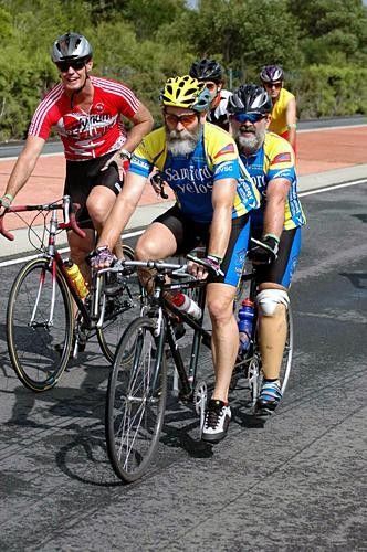 The Samford brothers on their tandem.