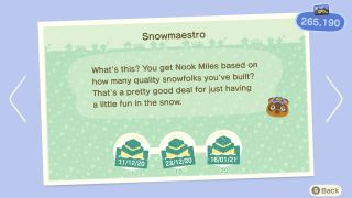 Animal Crossing New Horizons Nook Miles Snowmaestro