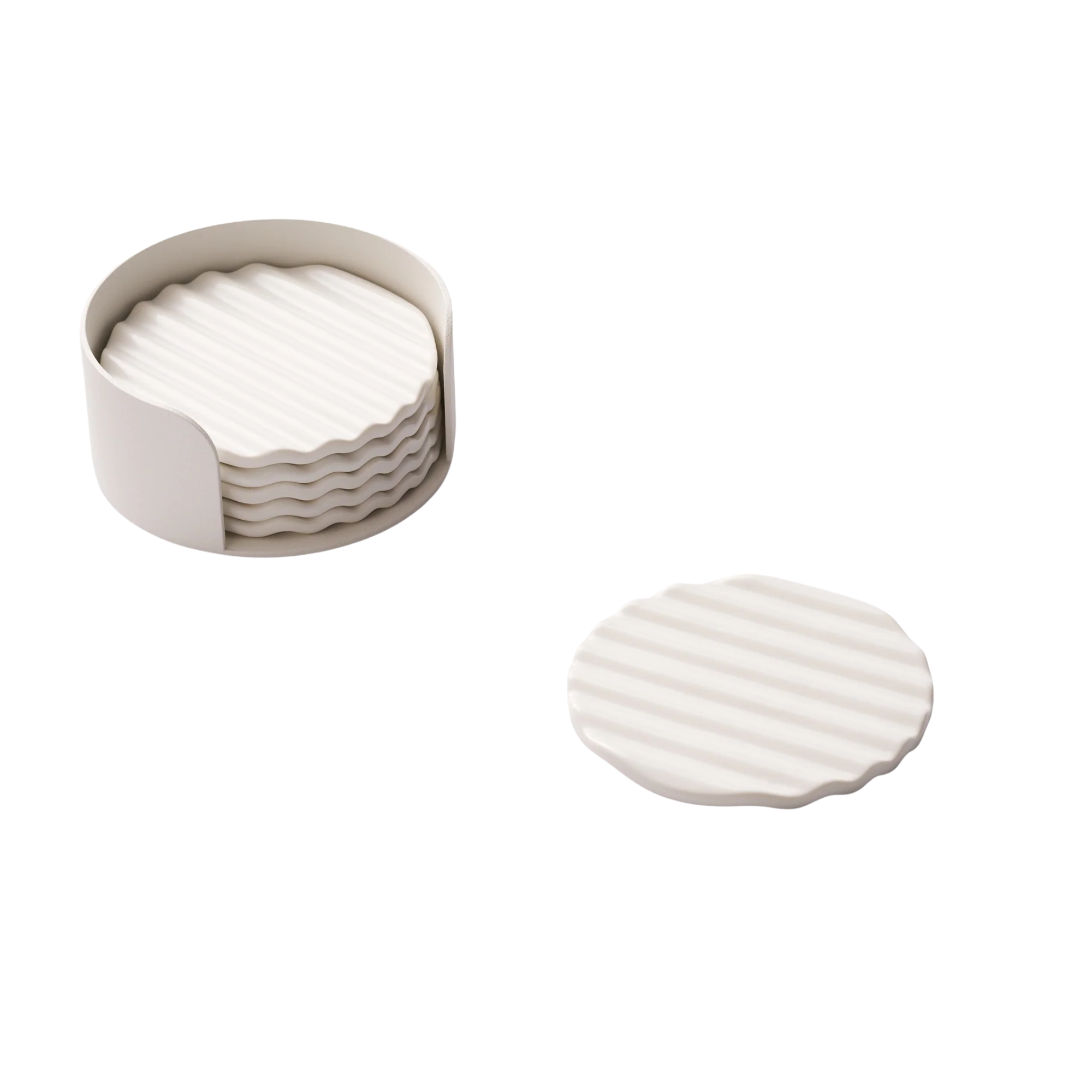 a set of white coasters