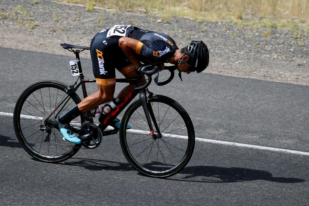 Eder Frayre descends during stage 5 at the Tour of Utah