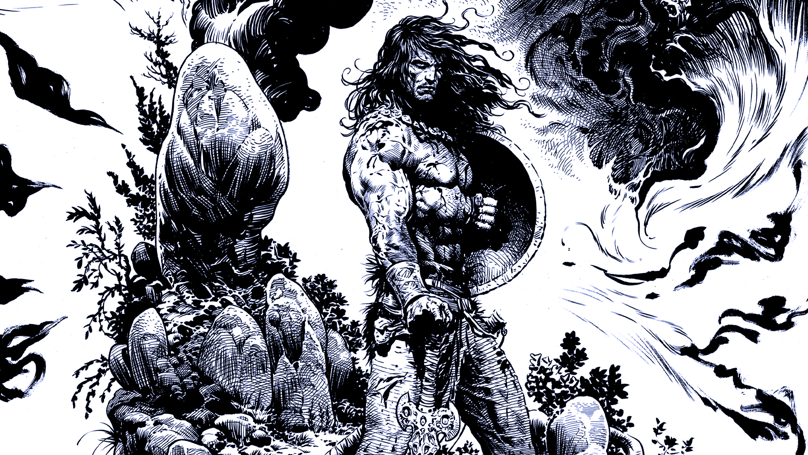 Conan the Barbarian drawing in ink
