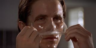American Psycho Christian Bale as Patrick Bateman peeling face mask