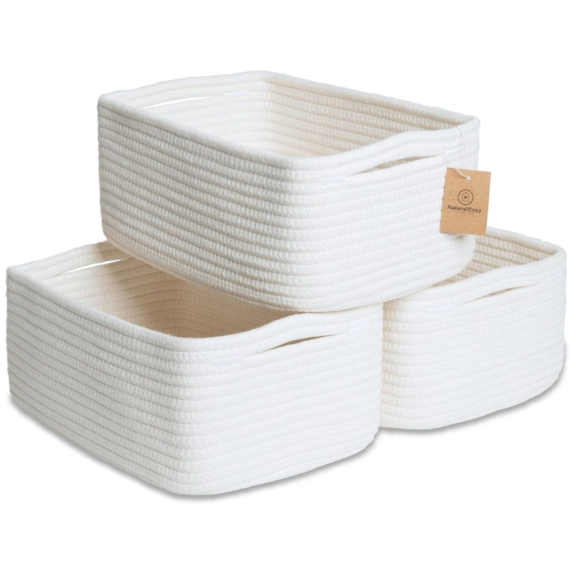 White storage baskets
