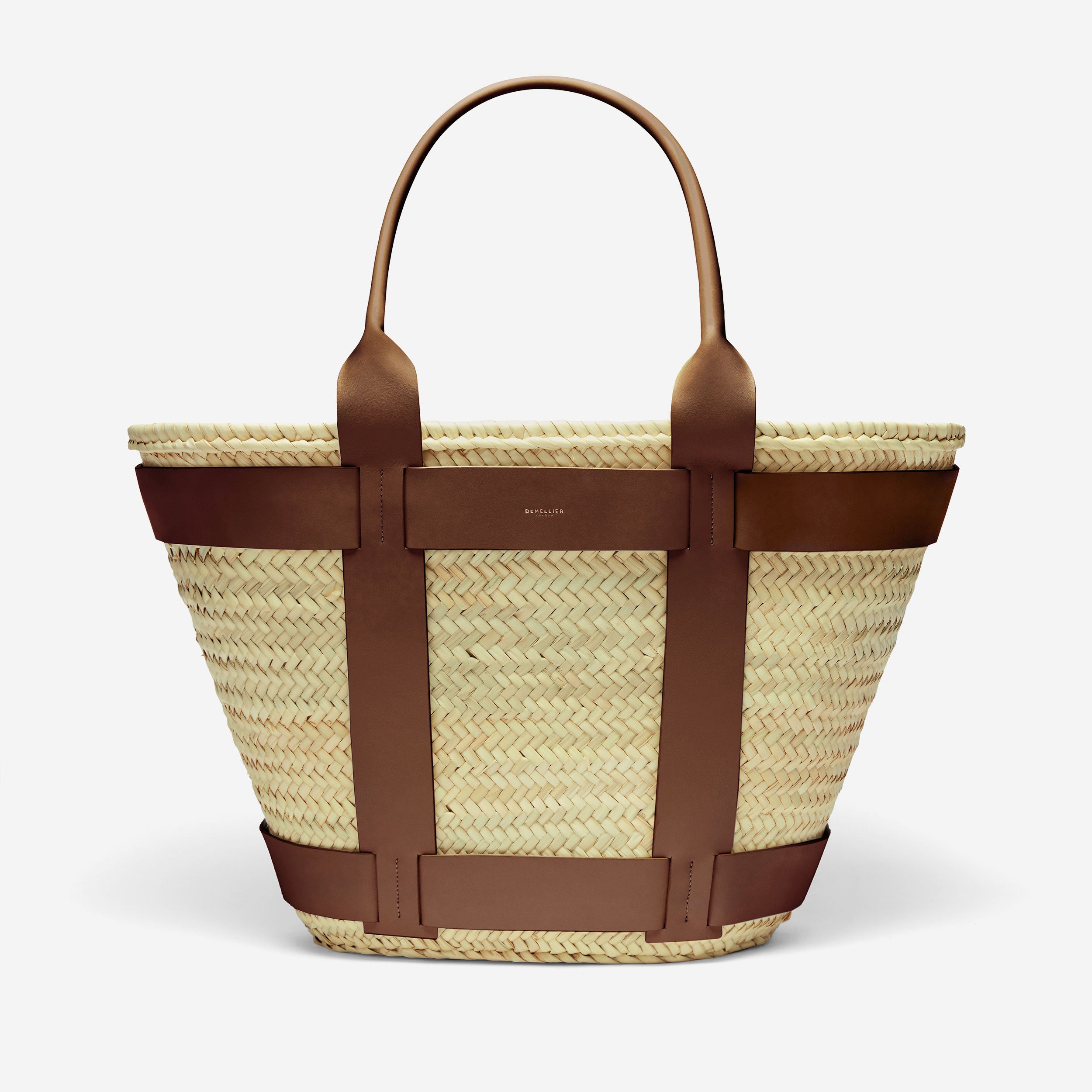 The Maxi Santorini | Natural Basket Cognac Smooth | Demellier