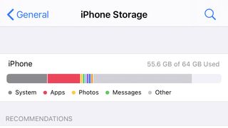 iPhone storage screen