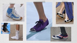 The retro sneakers spring 2025 trend at Loewe, Christian Dior, Stella McCartney, Prada, Proenza Schouler, Miu Miu Spring 2025 runways