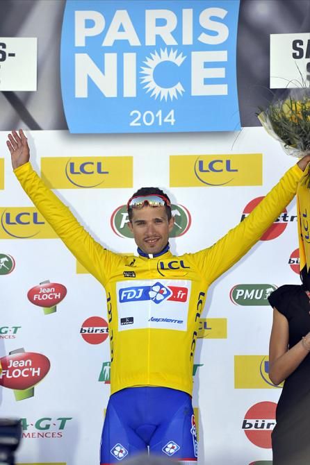 Nacer Bouhanni (FDJ) kept his race lead after the crash of Meersman, who had closed in on yellow in the intermediate sprints