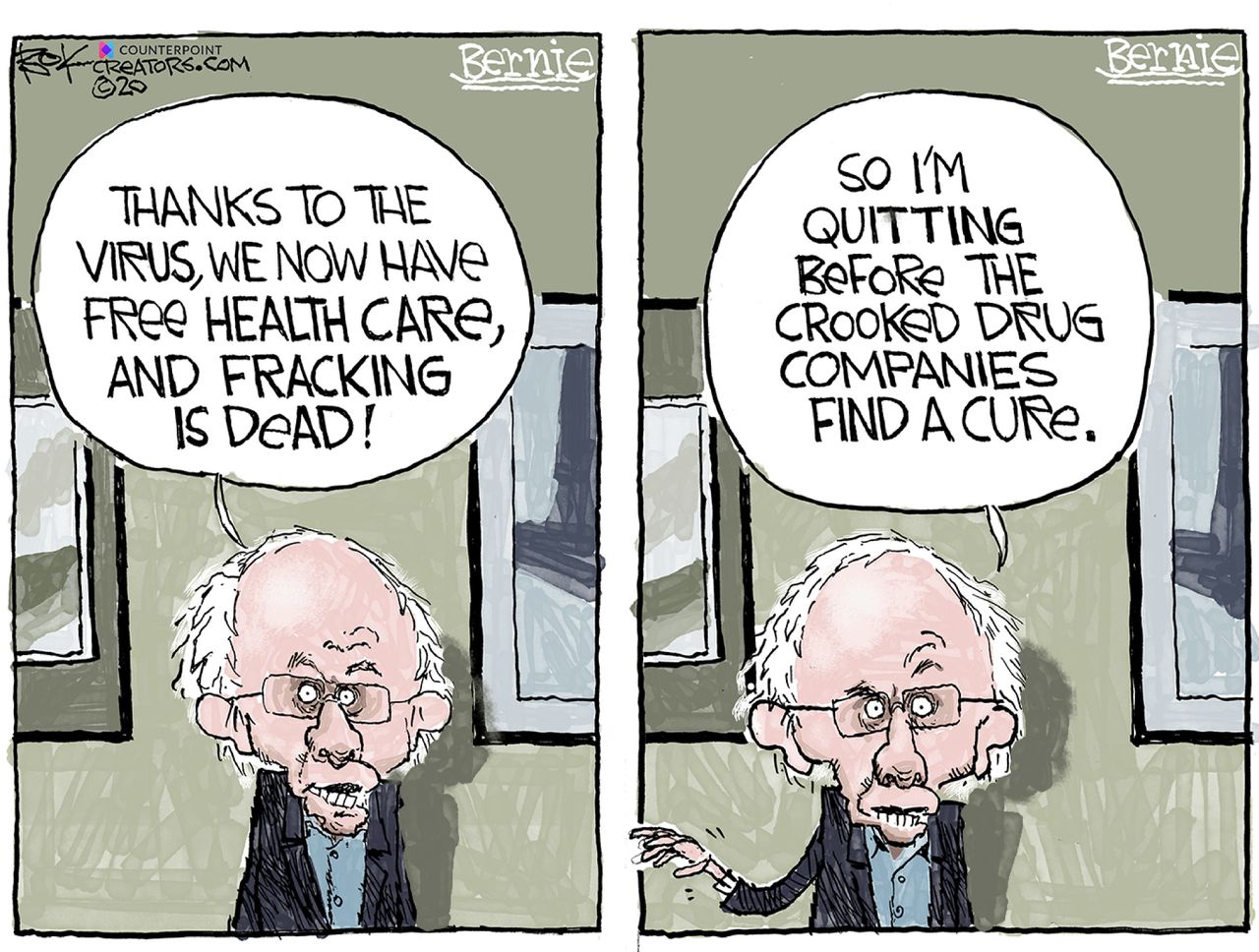 Political Cartoon U.S. Bernie Sanders coronavirus socialism