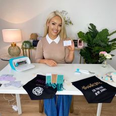katie piper in home office room 