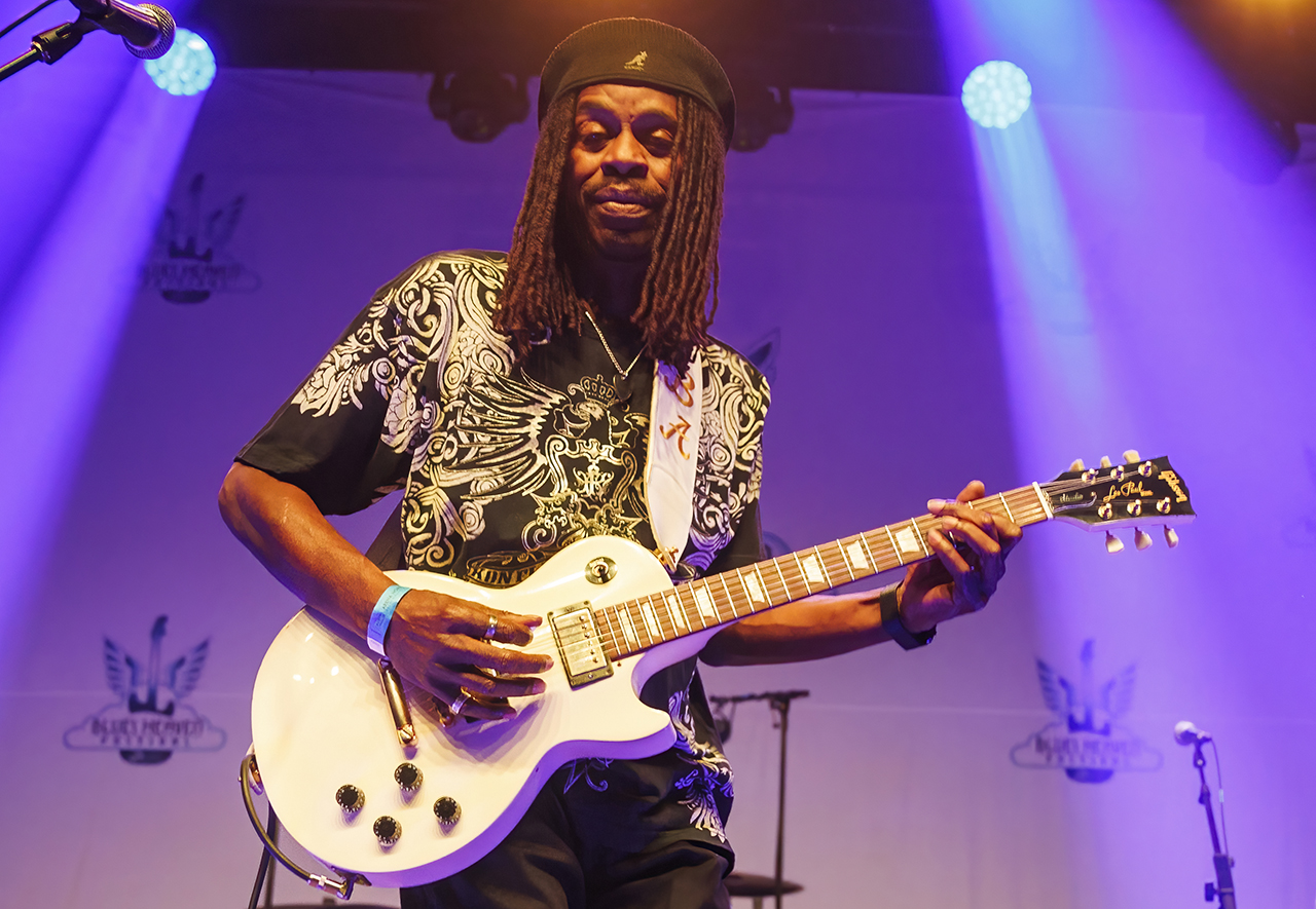 Bernard Allison (L) and George Moye perform on stage at Arena Nord during the Bluesheaven Festival 2023 on November 10, 2023 in Frederikshavn, Denmark. (Photo by Per Ole Hagen/Redferns)