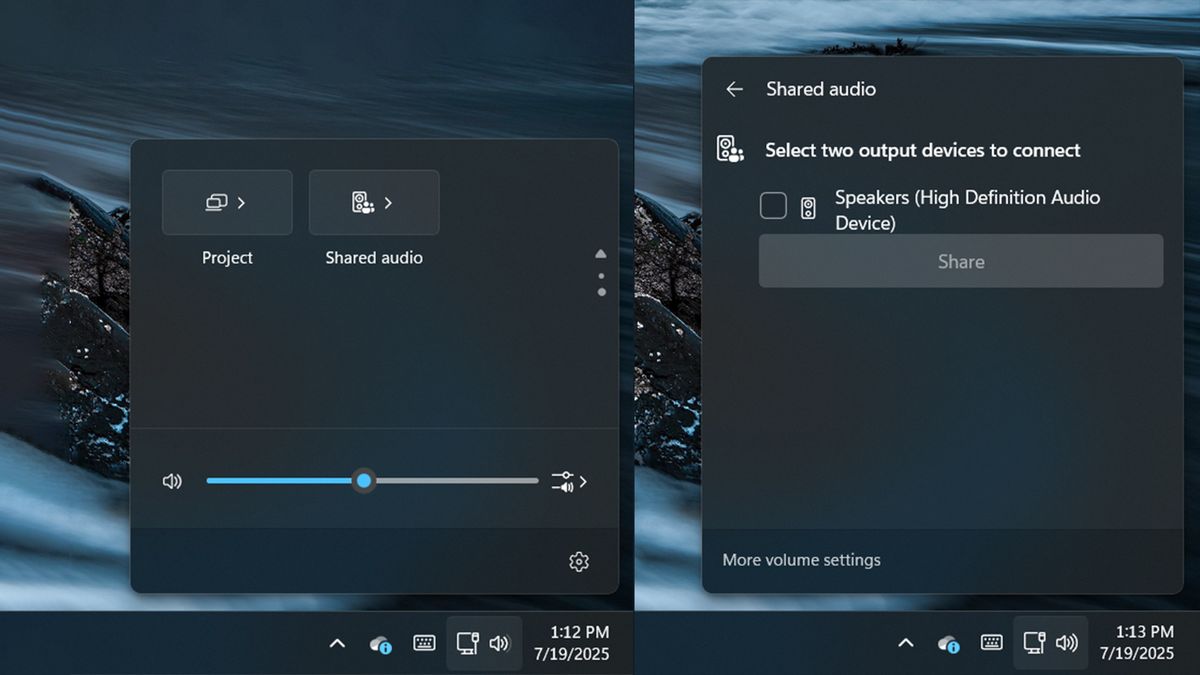 A Windows Insider user discovers an undocumented ‘Shared audio’ feature in the latest build — quick setting allows you to play audio through multiple outputs