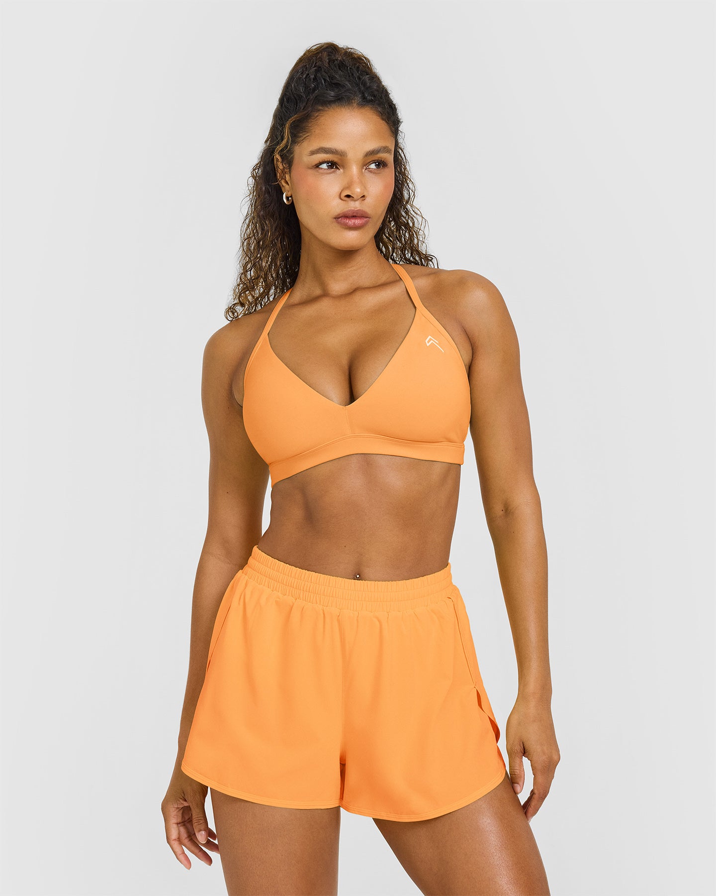 Easylift Ultra Minimal V Neck Bralette With White Logo | Powdered Orange