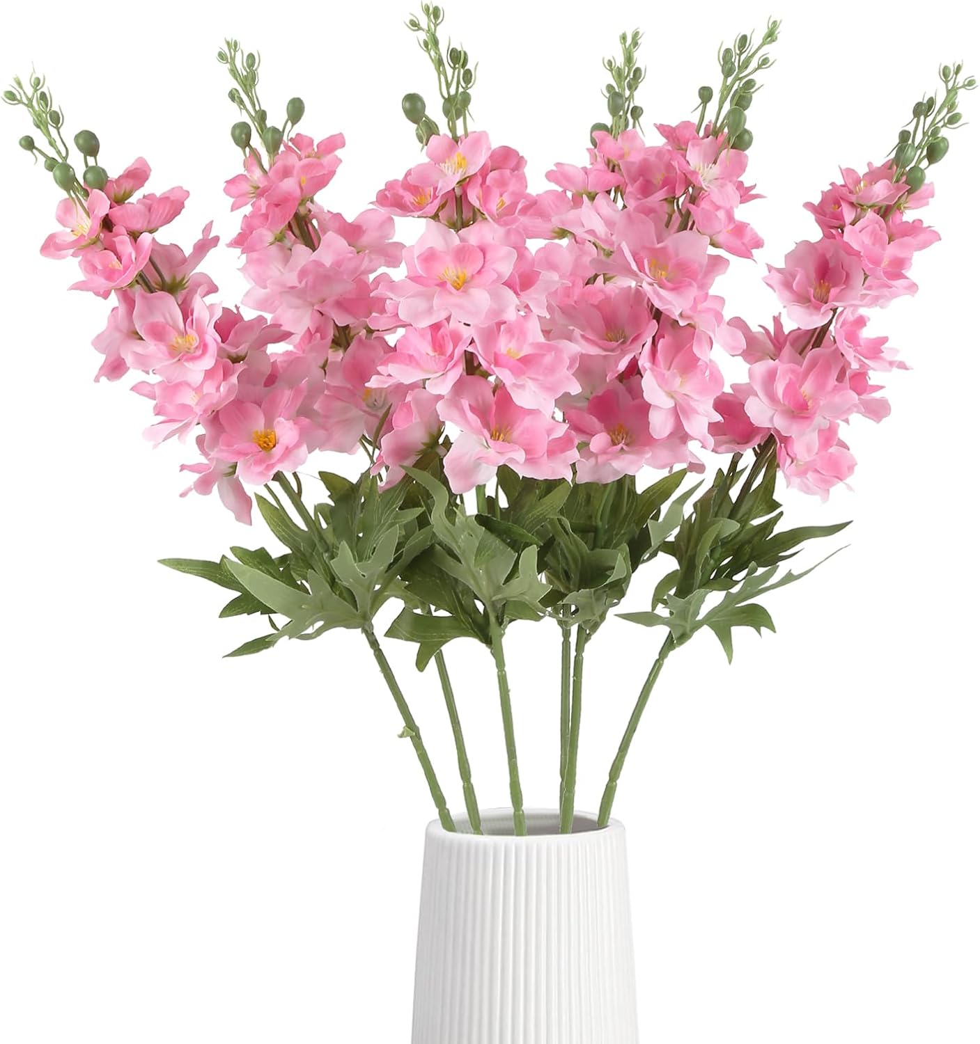 Ipopu 6pcs Faux Pink Delphinium Artificial Flowers 28.74'' Realistic Silk Fake Larkspur Flowers With Stems for Tall Floor Vase Outdoor Garden Wedding Party Home Decor (deep Pink)
