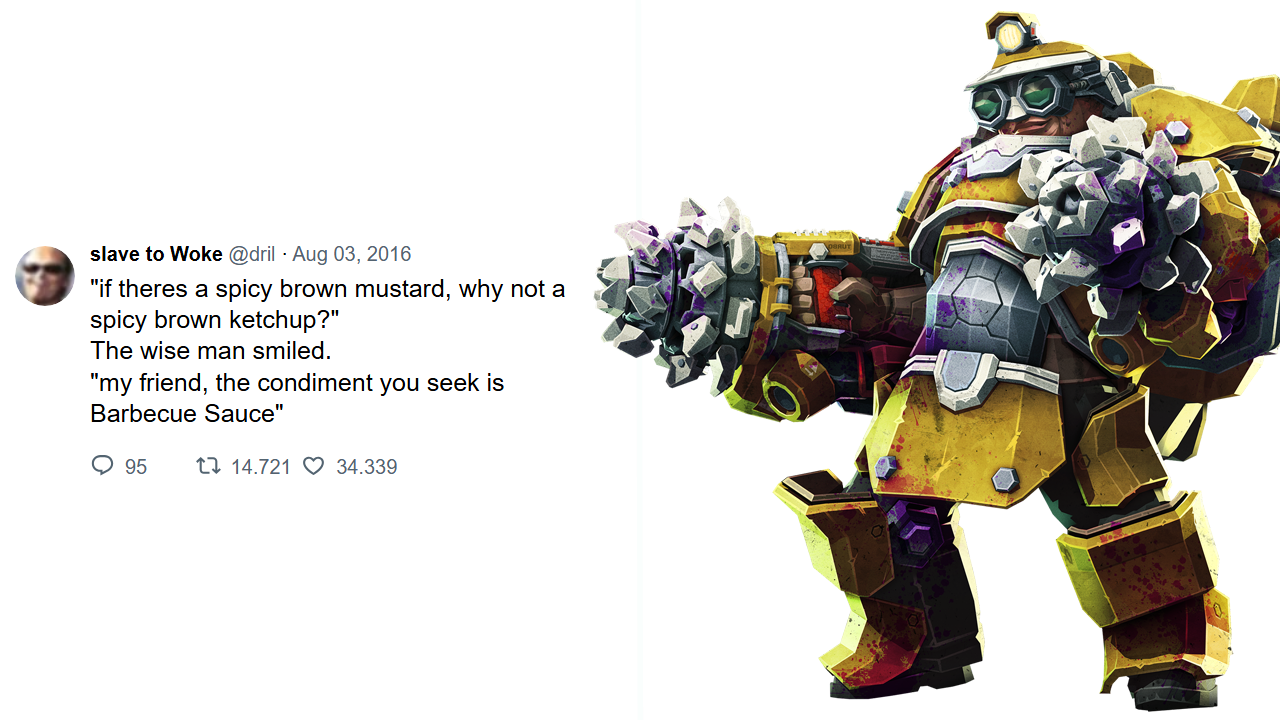 A dril tweet alongside art from the game Deep Rock Galactic