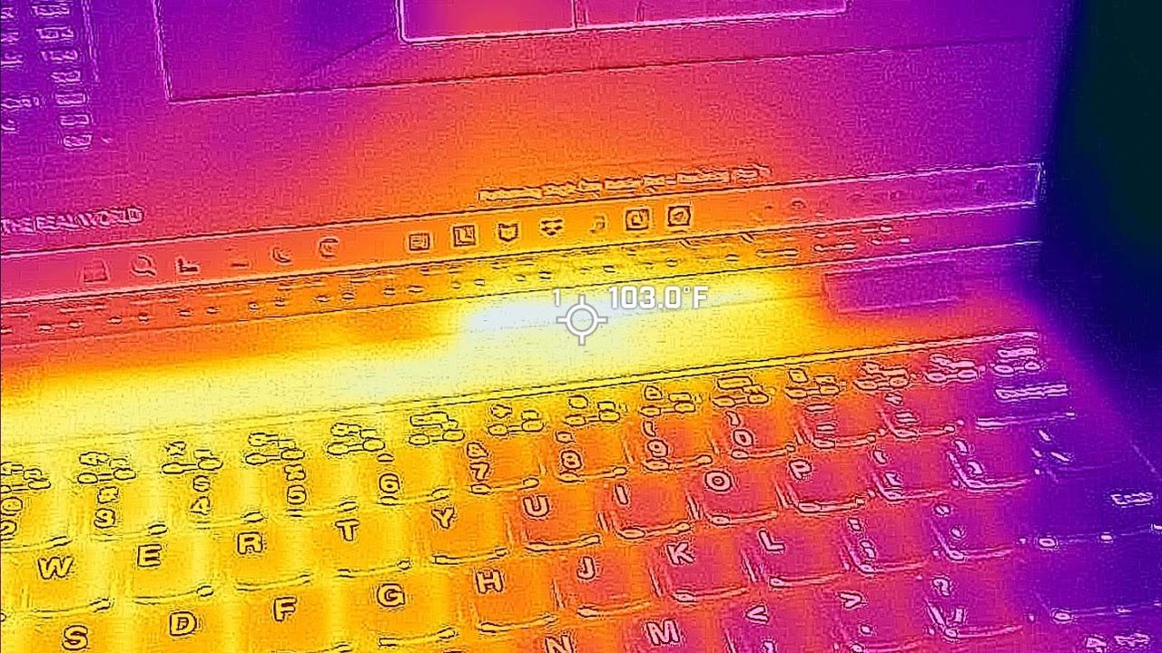 Lenovo Yoga 7 thermals above keyboard.
