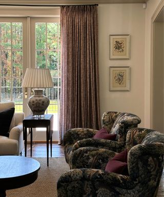 sunroom living room with antique furnishings