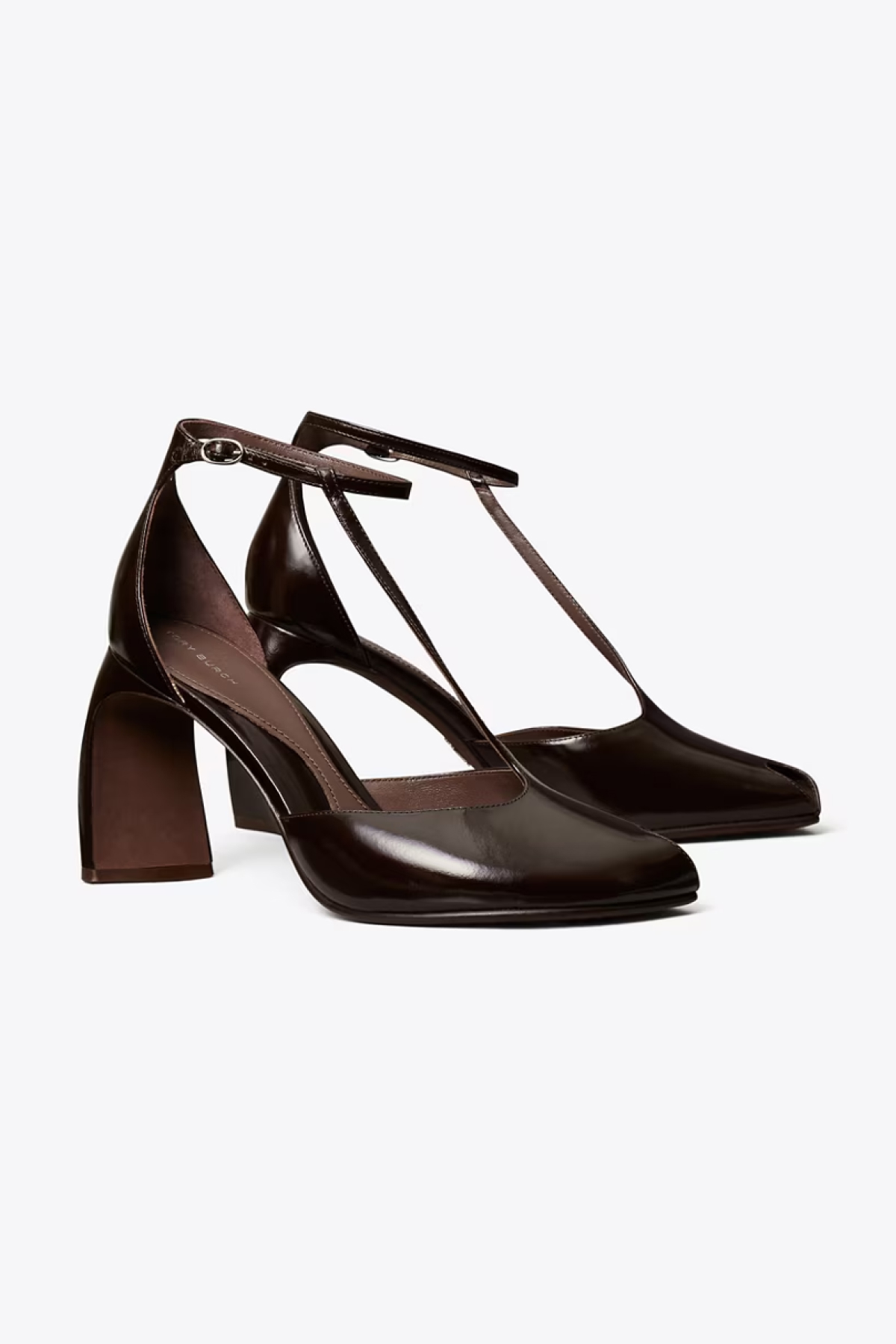 Tory Burch Peep-Toe T-Strap Heeled Sandal in Brown, Size 9.5