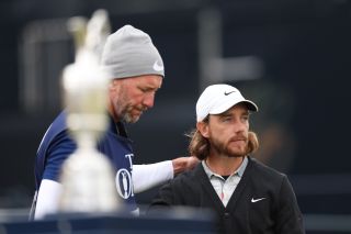 Fleetwood stares on with his caddy