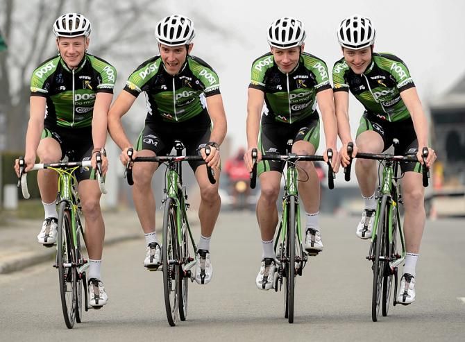 Irish members of the An Post Chain Reaction Sean Kelly team, from left, Sam Bennett, Ronan McLaughlin, Sean Downey and Jack Wilson