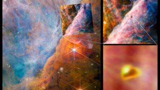 three views of a planet-forming disk around a red dwarf star captured by the james webb space telescope