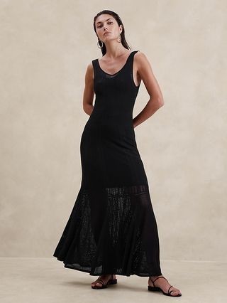 Vestido Longo De Renda Com Ponto Aberto