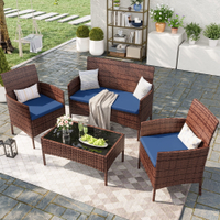 ECOPATIO 4PCS Patio Wicker Furniture Set