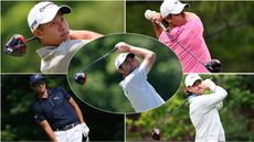 Five golfers in a montage