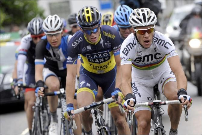 World champion Philippe Gilbert (BMC) on the attack in the early break