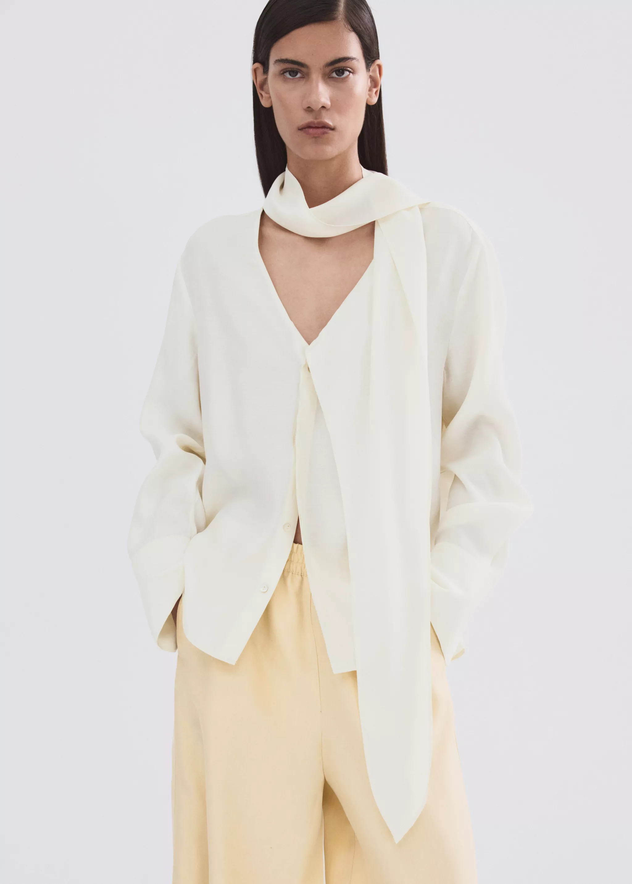 Scarf Collar Blouse - Women | Mango Usa