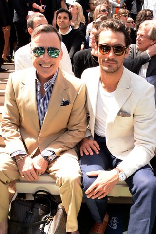 David Gandy And David Furnish Attend Burberry Prorsum Spring/Summer 2015 At The London Collections: Mens