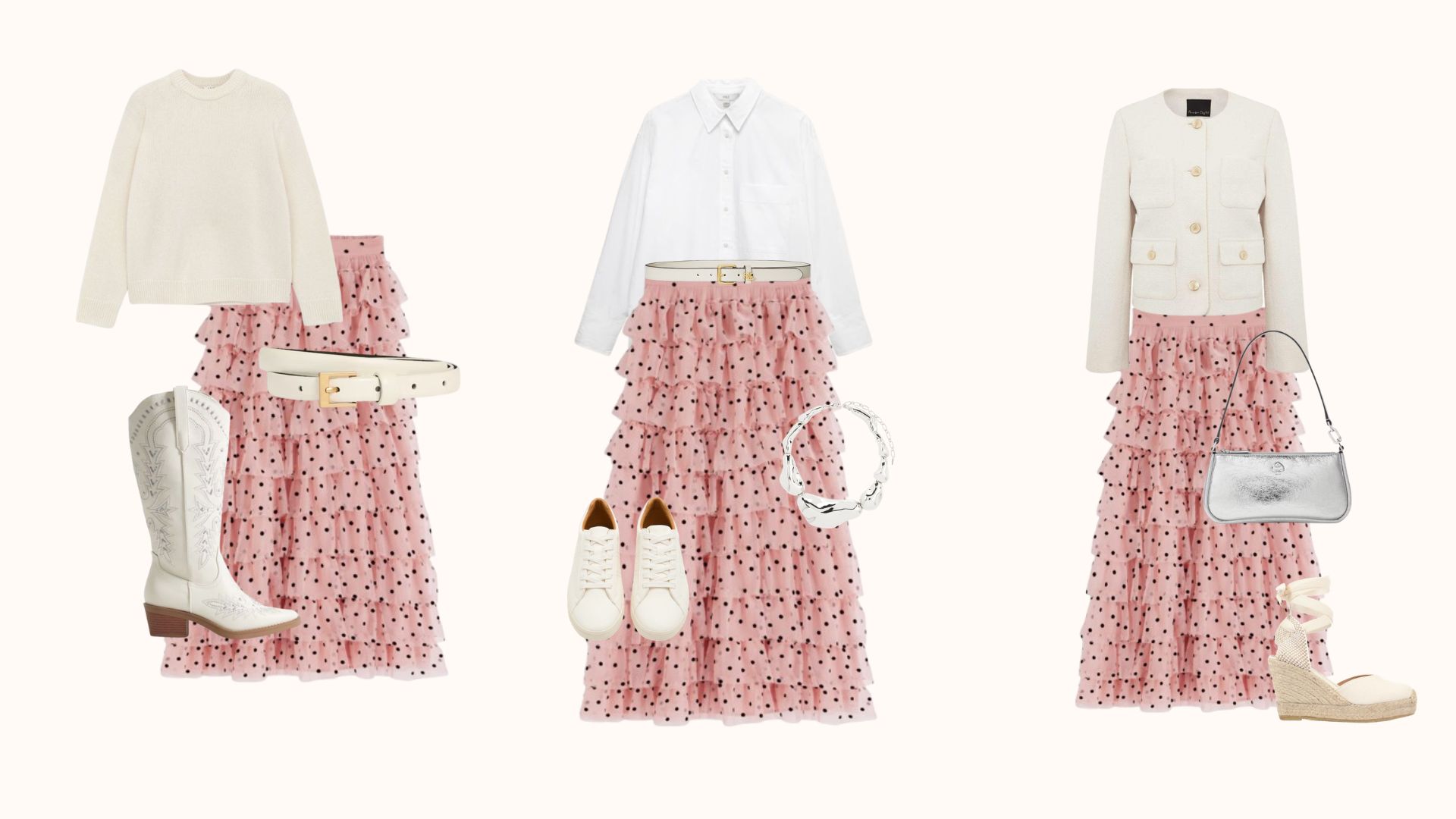three ways to style the pink tulle Boden skirt