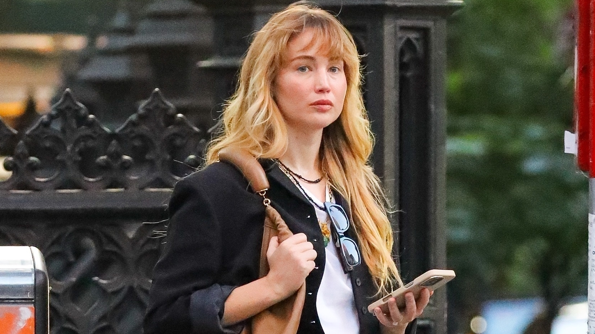 Jennifer Lawrence was spotted in NYC wearing Fall 2025's pointed ballet flats trend and a Loewe bag
