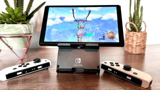Switch OLED with HORI PlayStand