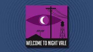 The logo of the Welcome To Night Vale podcast on a dark blue background