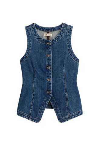 Madewell Denim Crewneck Vest in Concho Wash