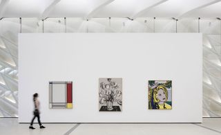 Installation of three works by Roy Lichtenstein in the third floor galleries