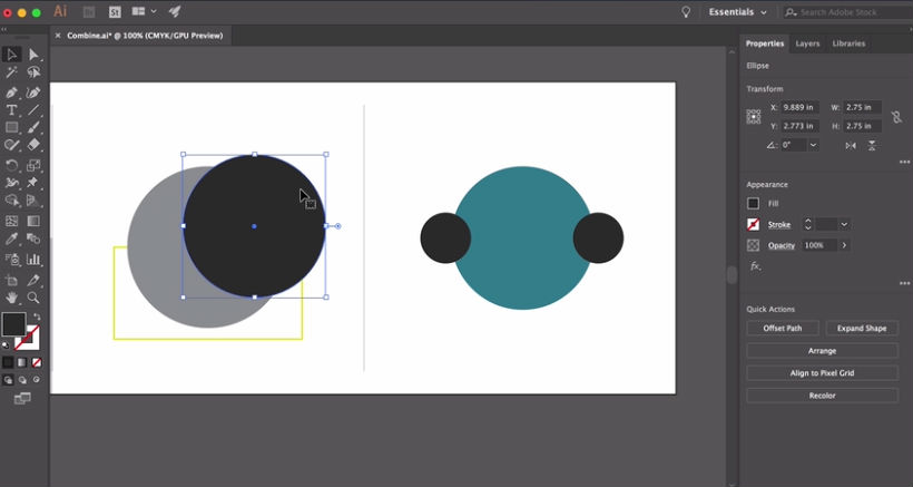 Adobe Illustrator tutorials: combining shapes