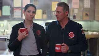 Miranda Rae Mayo and Taylor Kinney in Chicago Fire 12x03