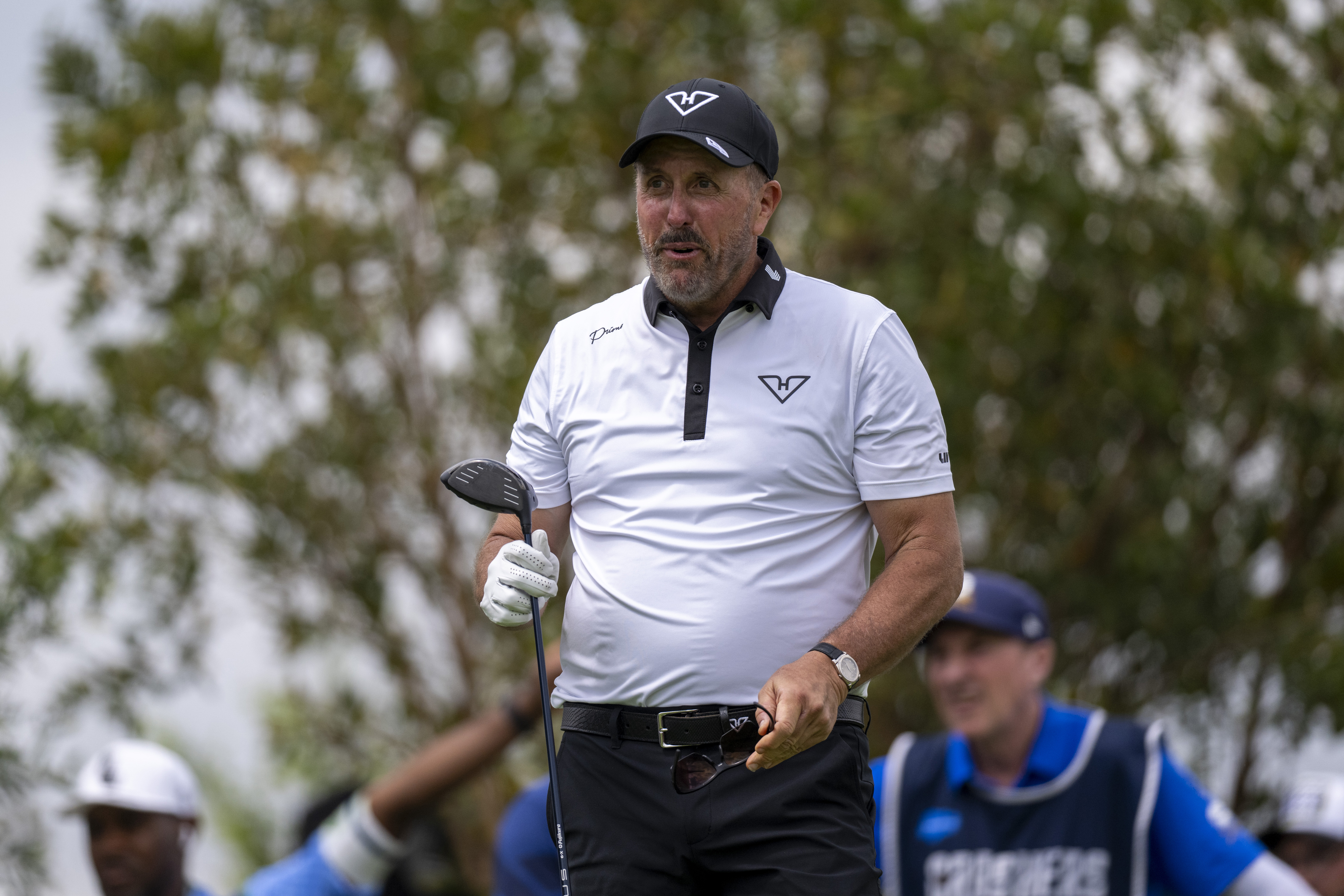 Phil Mickelson plays his shot from the fifth tee during day two of LIV Golf South Africa at The Club at Steyn City