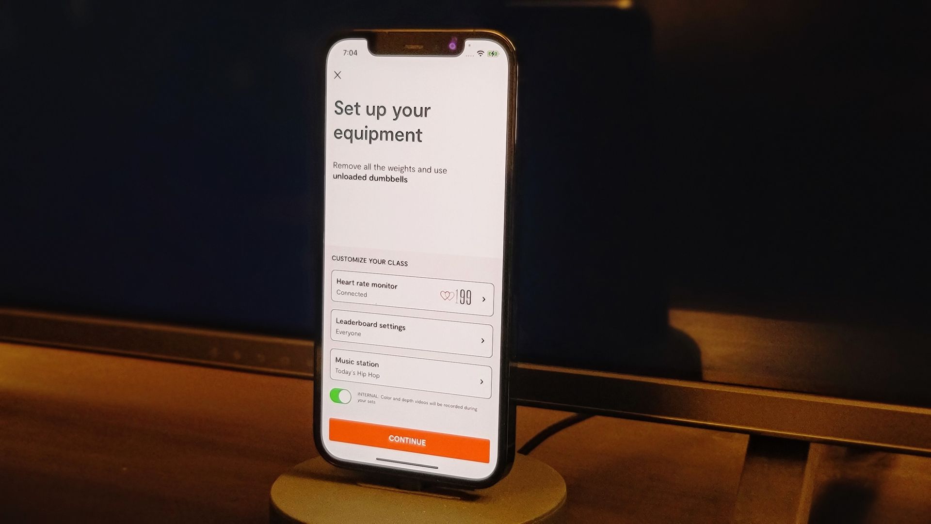 The Tempo Move setup screen page on an iPhone