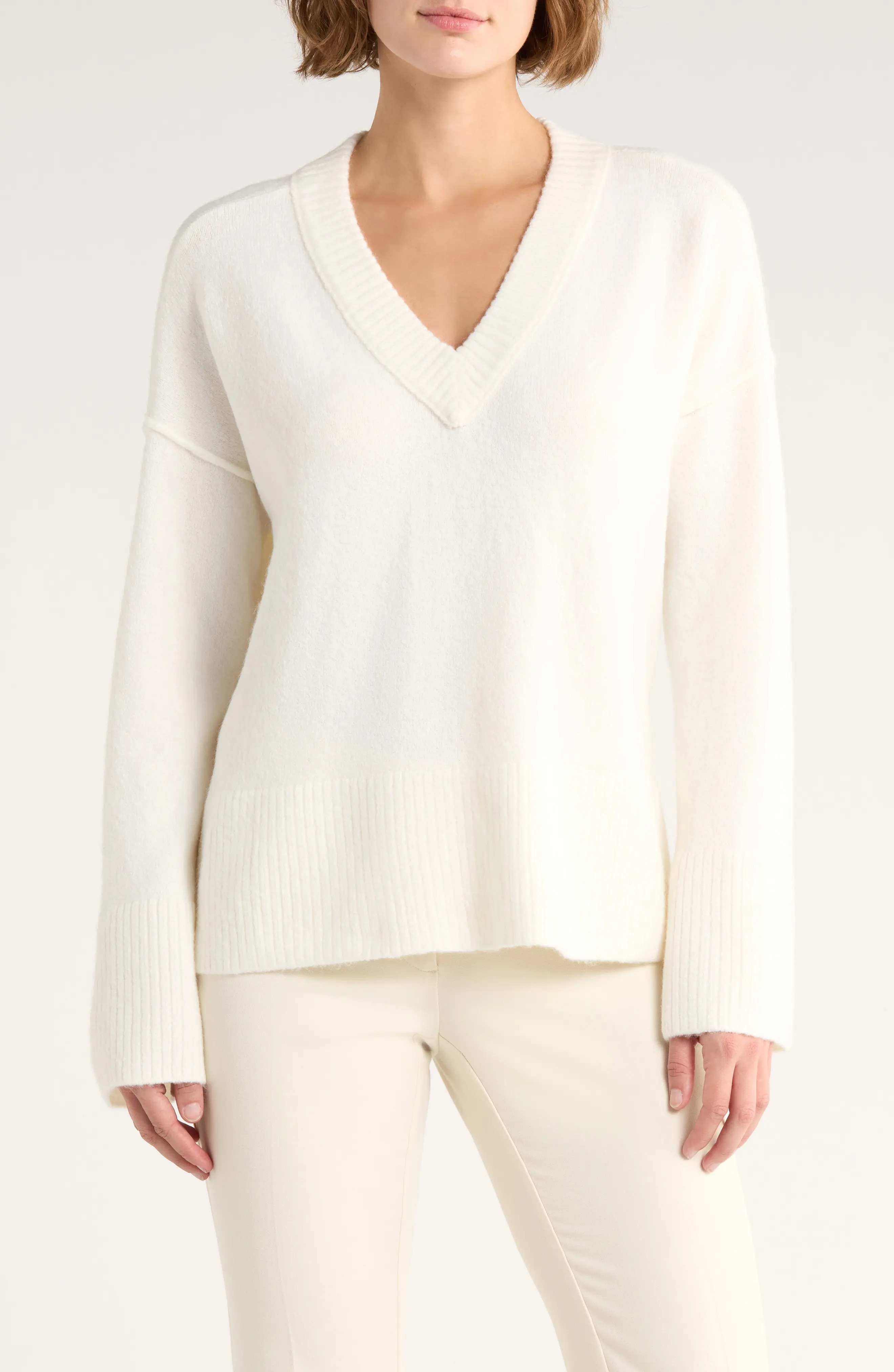 Vince Camuto, High-Low V-Neck Sweater