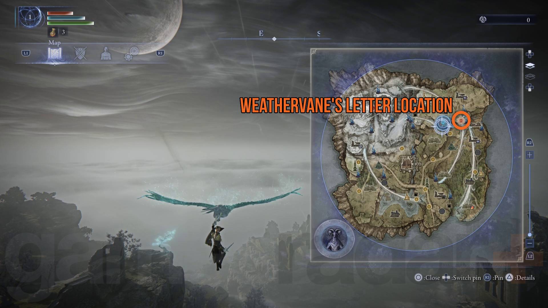 Elden Ring Nightreign Duchess Remembrance quest weathervane's letter location marked on map